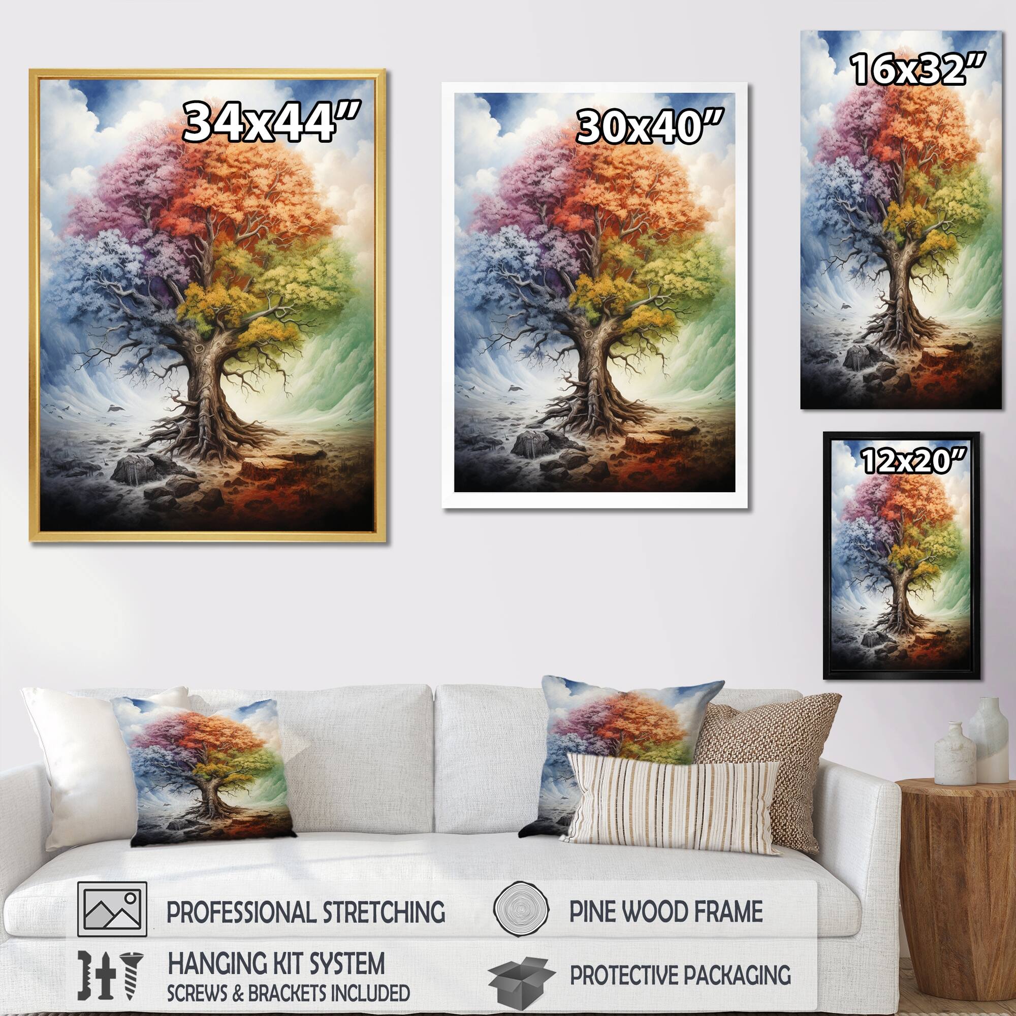 Designart "Tree Of Life All Seasons I" Landscape Trees Canvas Prints